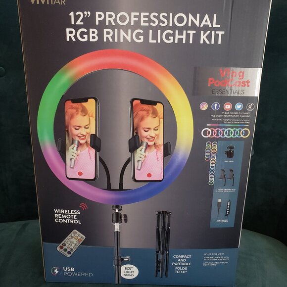 Vivitar Professional 12" Selfie Ring Light Kit with Selfie Remote - Picture 1 of 6